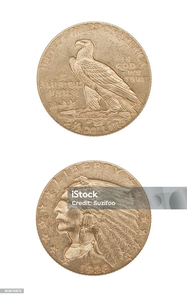 Oro Moneta dollaro statunitense 2,5 - Foto stock royalty-free di Composizione verticale