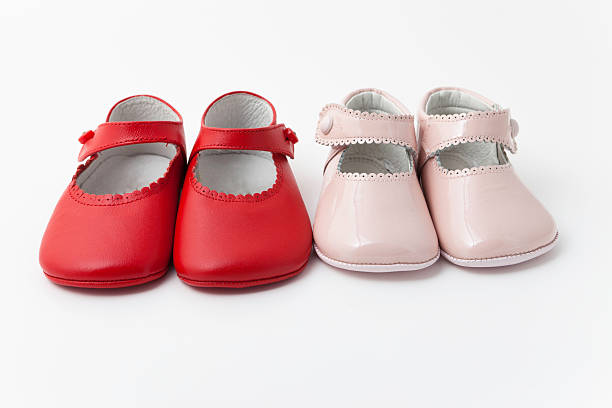 istock Pink and red baby girl booties 183879307