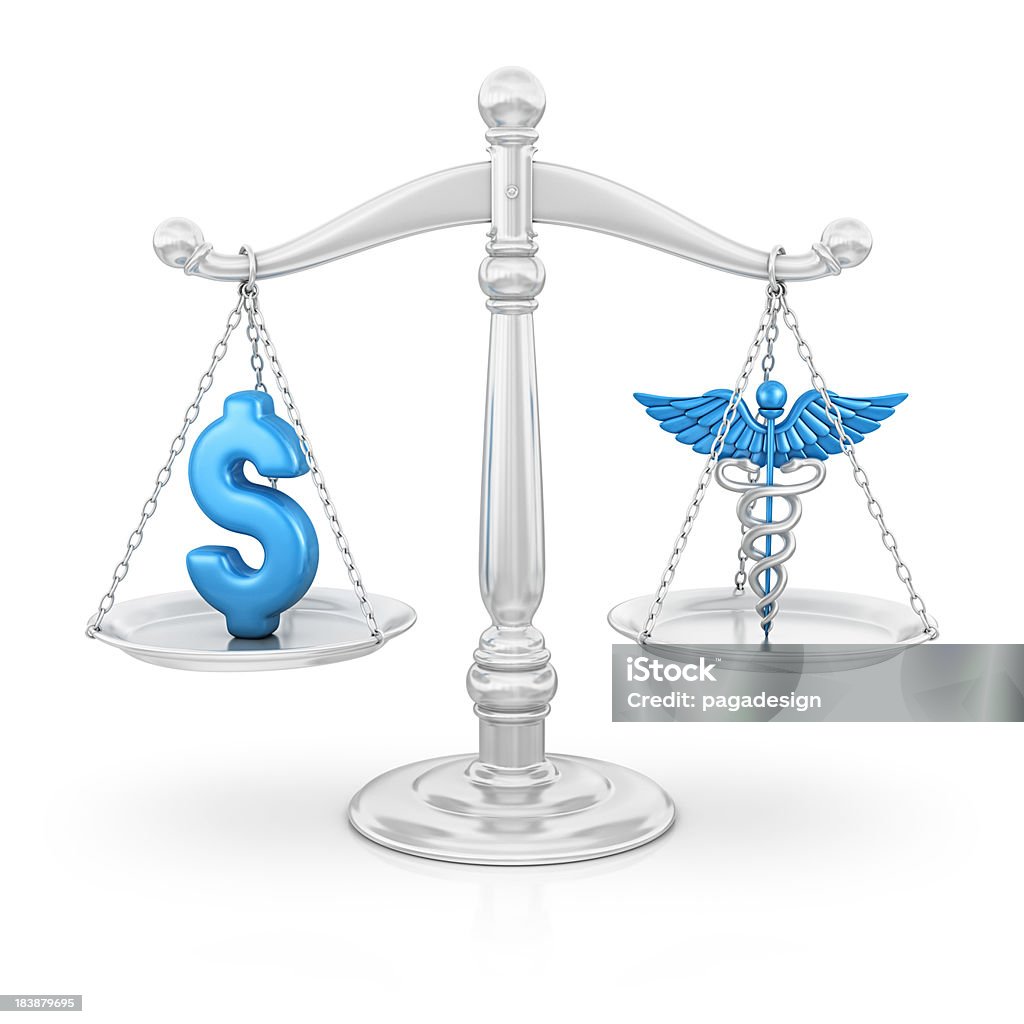 dollar and caduceus on scale  Finance Stock Photo