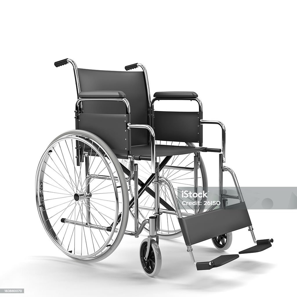 Черный Инвалидное кресло на белом фоне (XXXL - Стоковые фото Инвалидное кресло роялти-фри