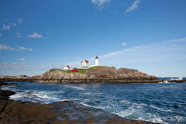 Nubble head lighthouse in York, Maine stock photo