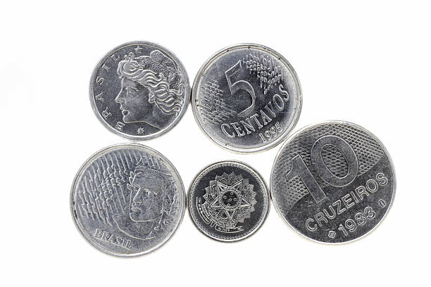 istock Group of five Brazil coins 183881301