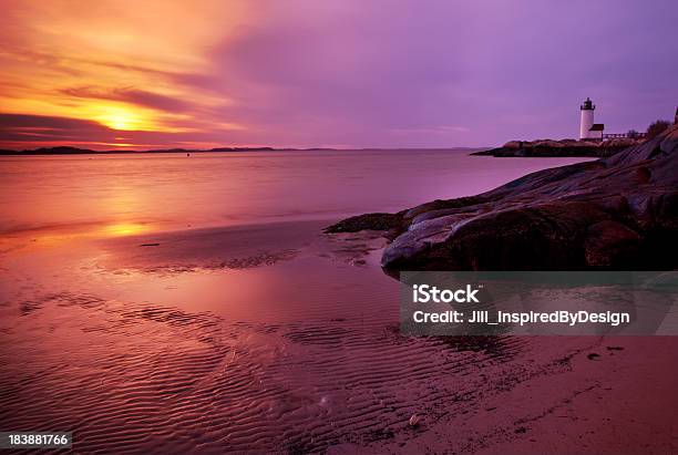 Annisquam Lighthouse Sunset Stock Photo - Download Image Now - Massachusetts, Sunset, Gloucester - England