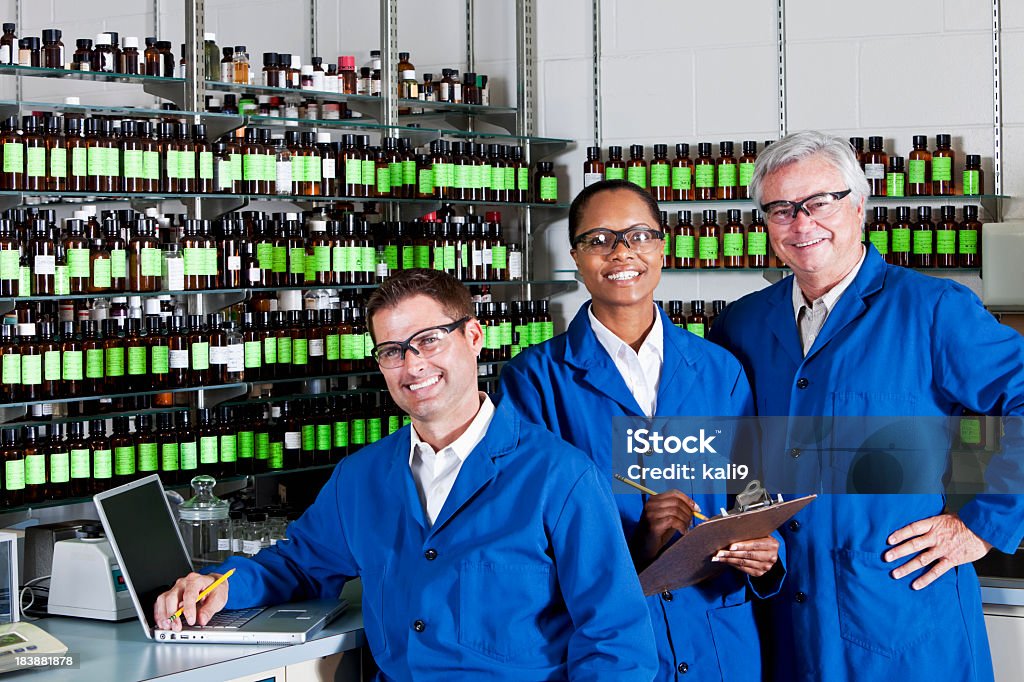 Workers in chemical plant Chemists in a lab in industrial plant Laboratory Stock Photo
