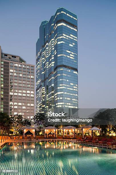 Outdoor Restaurant Bangkok Thailand Stock Photo - Download Image Now - Illuminated, Office Building Exterior, Architecture