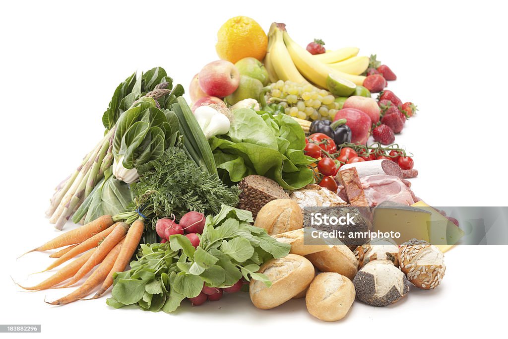 Os produtos agrícolas primários isolada no branco - Foto de stock de Alimentação Saudável royalty-free