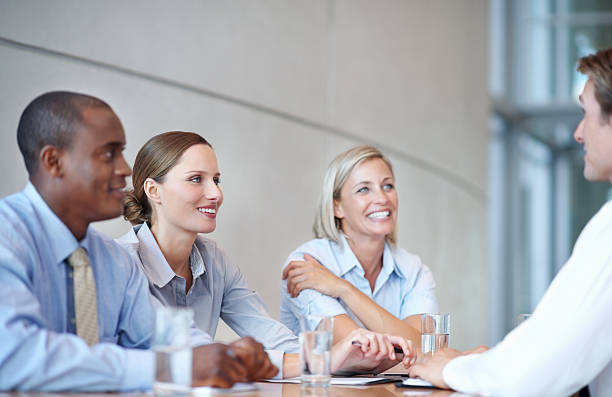 istock Business executives happy with the applicant 183882424