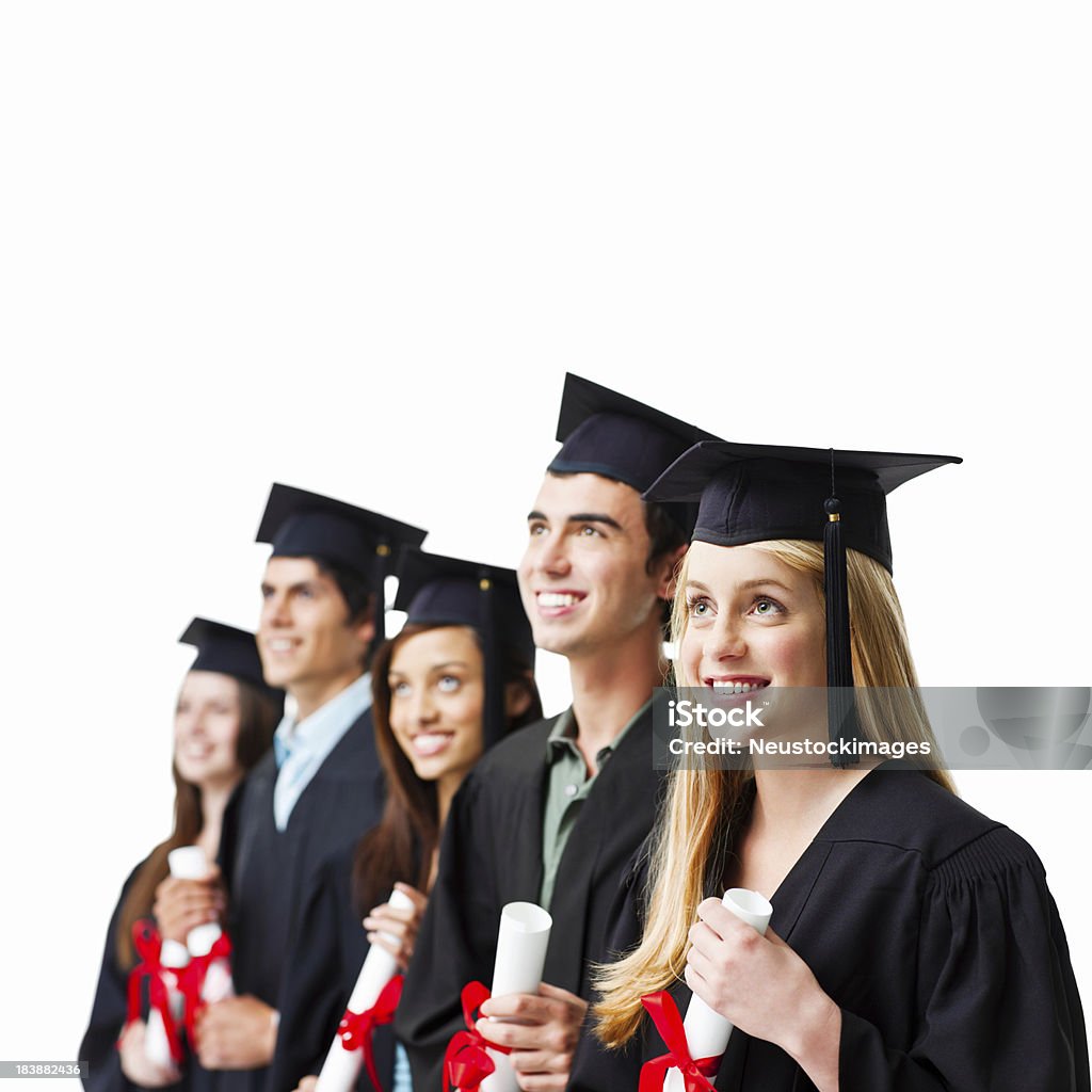 Estudantes com os seus Diplomas-isolada - Royalty-free Adolescente Foto de stock