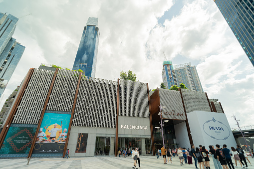 People at the Apple Store in Hong Kong. It is Apple's fourth retail store in Hong Kong - Apple Store Canton Road opening since 30 July 2015.