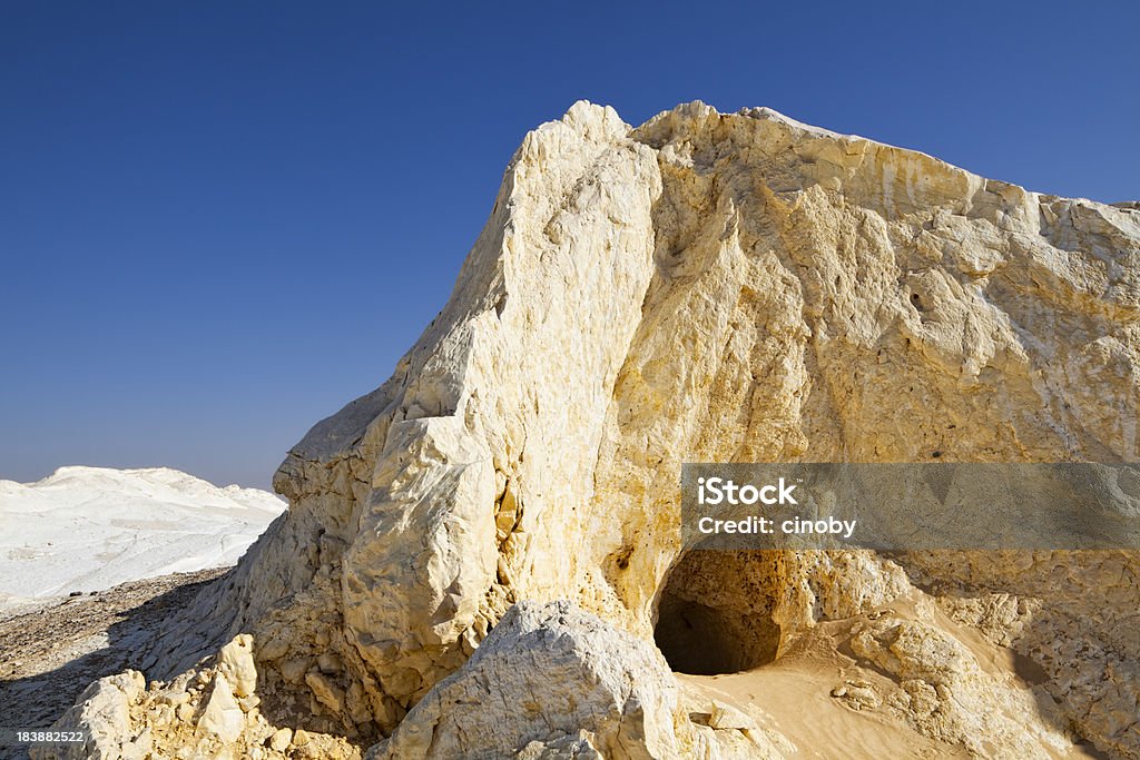 Desert Fox-Hole desert fox hole in the white desert of Egypt Fennec Fox Stock Photo