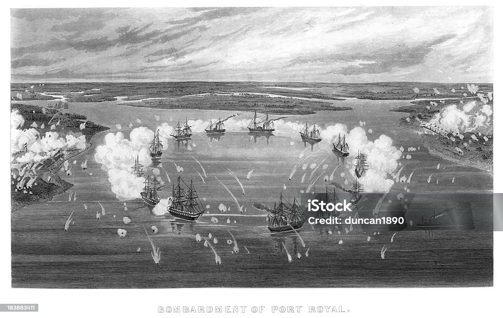 Bombardement Port Royal - Illustration de Gravure libre de droits