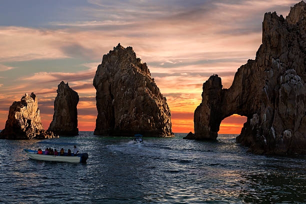 Land's End & Arch at Sunset stock photo