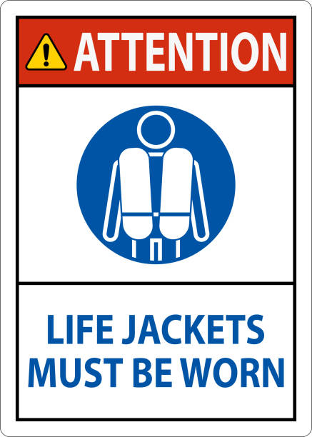 水の安全標識注意、救命胴衣の着用が必要です - life jacket safety isolated sea点のイラスト素材／クリップアート素材／マンガ素材／アイコン素材