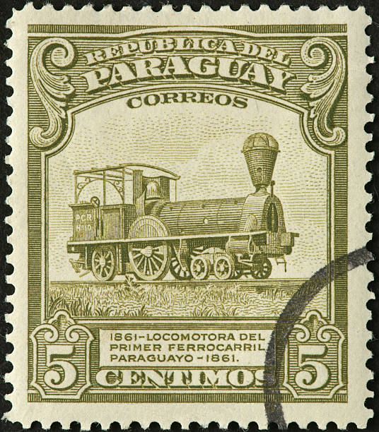 istock old steam locomotive on a stamp from Parguay 183884754