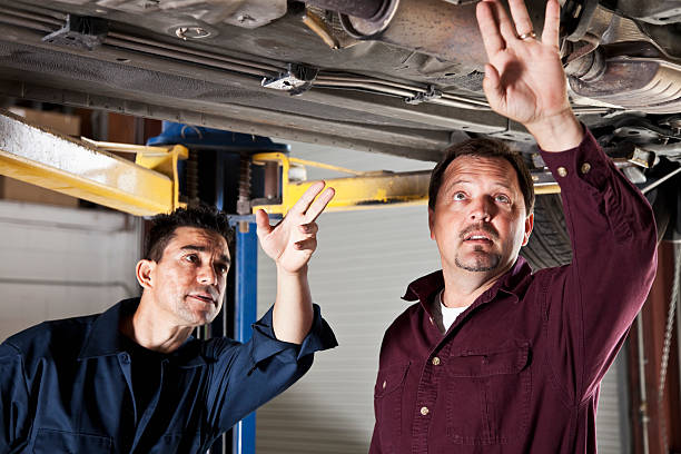 istock Auto repair shop, looking under vehicle 183884770