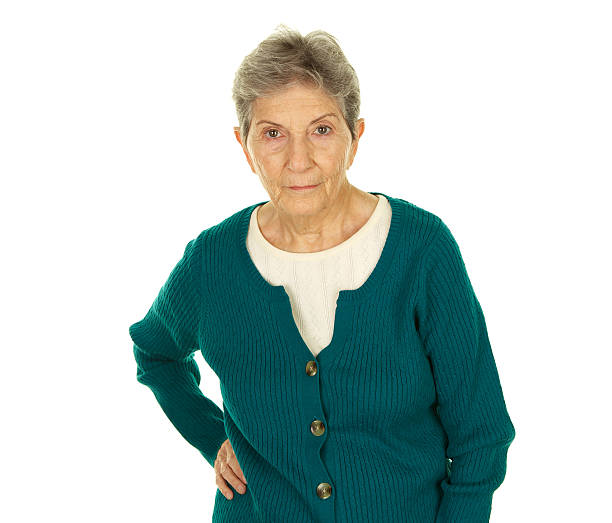 istock Serious Senior Woman on White Background 183884803
