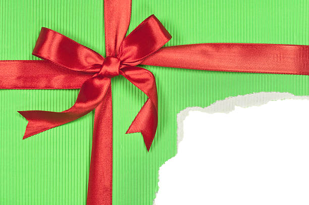 rasgado verde caixa de presente - christmas paper wrapping paper paper gift - fotografias e filmes do acervo