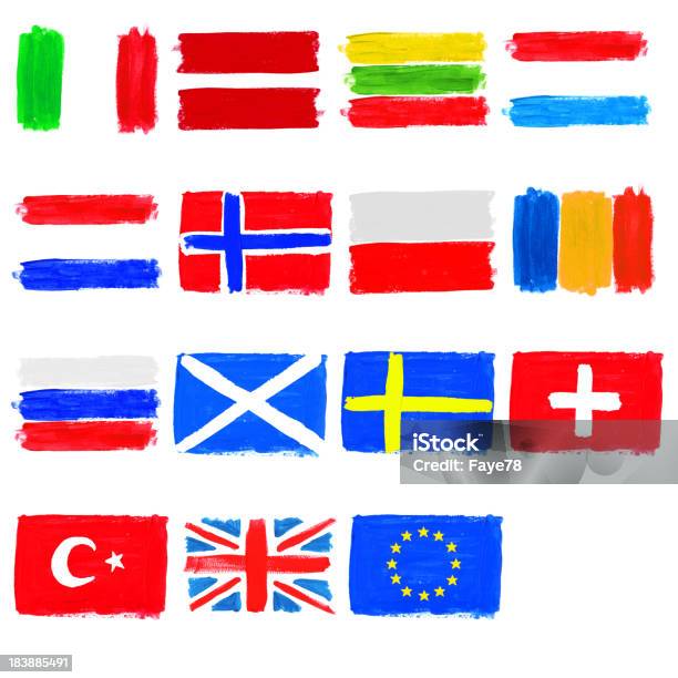ペインティッドヨーロッパフラグpart 2 - スウェーデンのストックフォトや画像を多数ご用意 - スウェーデン, ポーランド, 旗