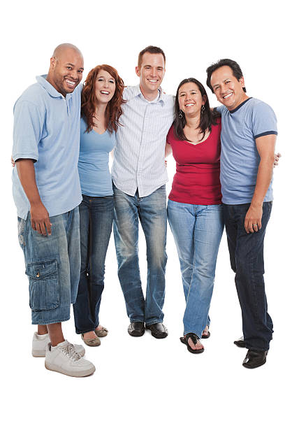 istock Group of Adults Smiling and Looking Forward, Full Body 183887033