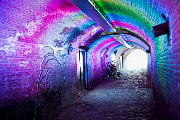 Rainbow Light Tunnel In Utrecht, Netherlands