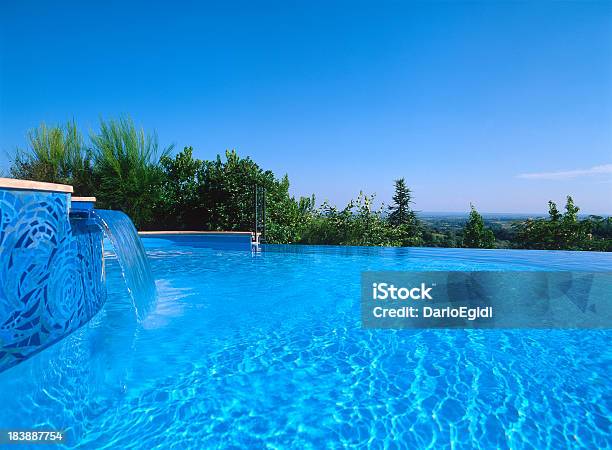 Outdoor Flush Edge Pool Mit Blauen Himmel Im Hintergrund Stockfoto und mehr Bilder von Hausgarten