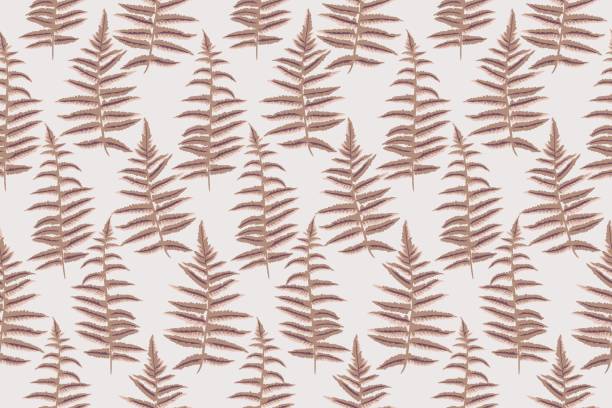 istock Seamless  shape leaves fern pattern. Vector hand drawn sketch. Abstract, artistic, silhouette leaf stems print.  Simple retro light beige print. Template for design, fabric, fashion, textile, 1838877858