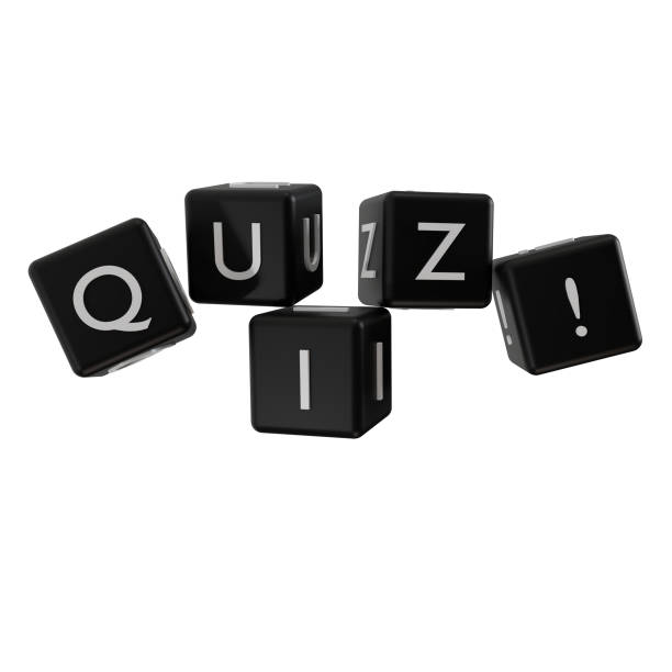 3d render of quiz word with dice shape stock photo