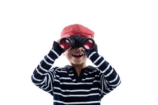 Little boy using Binoculars