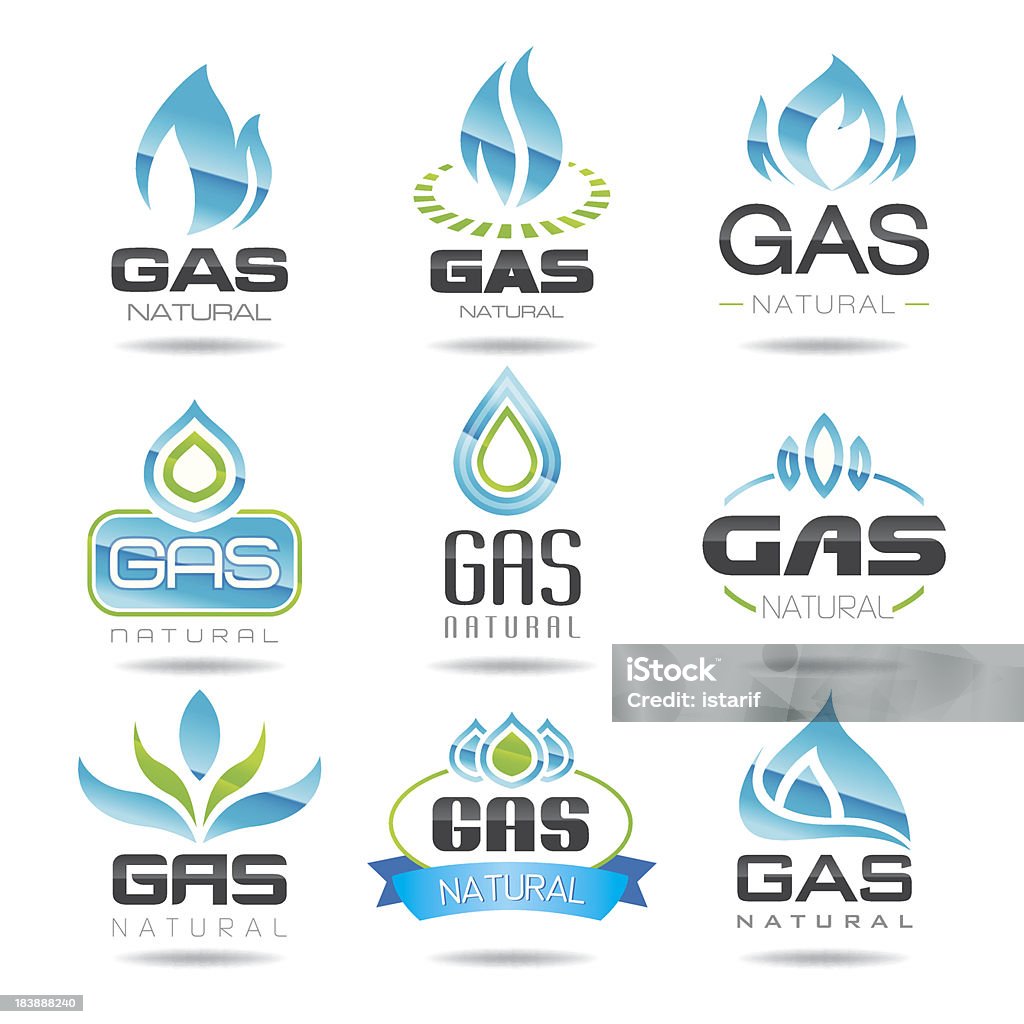 Simboli di industria del gas - arte vettoriale royalty-free di Gas
