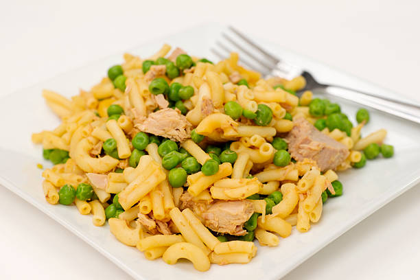pasta tuna lunch plate with peas