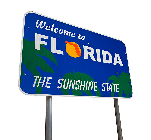 benvenuto in florida, stati uniti - florida orlando welcome sign greeting foto e immagini stock