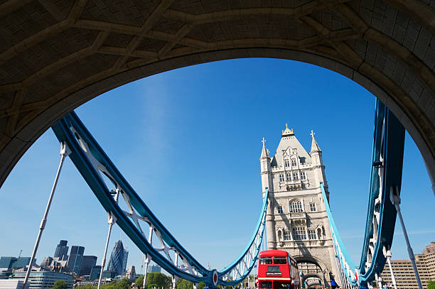 istock Red Double Decker Bus Crosses Tower Bridge London 183889712