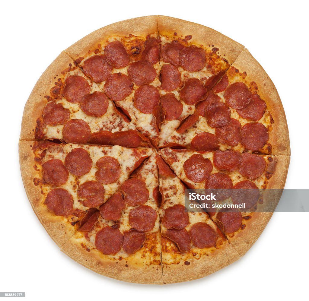 Pizza Pepperoni sur blanc - Photo de Pizza libre de droits