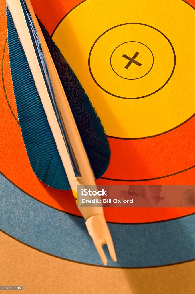 Target and arrow Close up of arrow on target. Accuracy Stock Photo