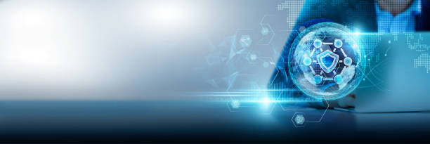 istock Network security, a critical aspect of modern technology and communication, safeguards data, information, and systems. Businessmen using a laptop connected to secure networks and firewalls on a global network. 1838906978