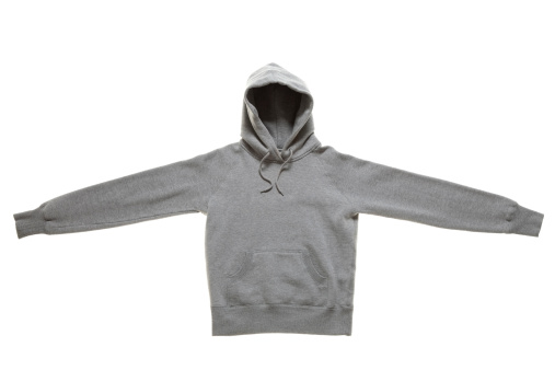 Front view of a grey Hooded Jumper isolated on white background