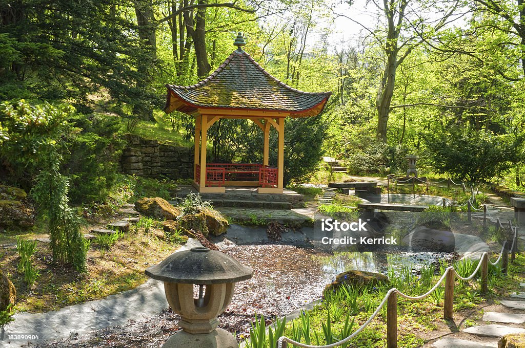 Japanischer Garten im Bergfried Park Saalfeld - Lizenzfrei April Stock-Foto