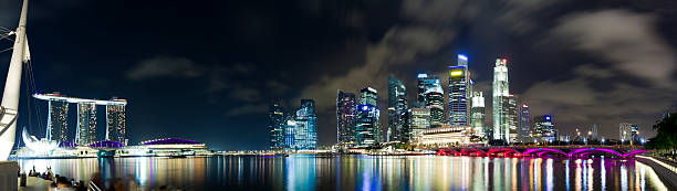 istock Panoramic View of Singapore Waterfront at Night 183891028