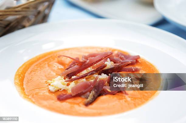 Chilled Salmorejo Soup Stock Photo - Download Image Now - Gazpacho, Ham, Food