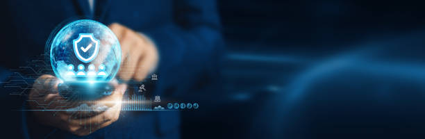 Businessman using mobile smartphone on global network connection for E-GOVERNANCE initiatives and digital transformation with integration of advanced Technology and data analytics.