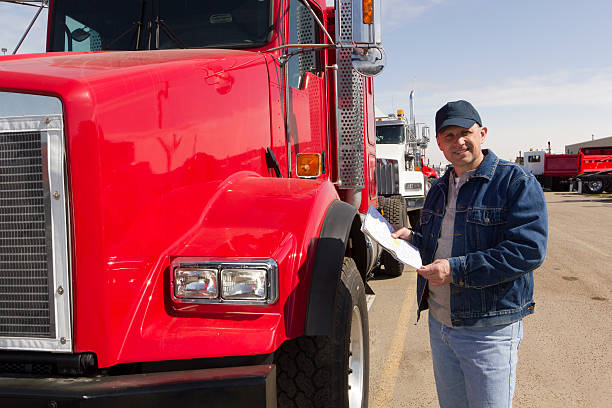 istock Red Truck and Driver 183891135