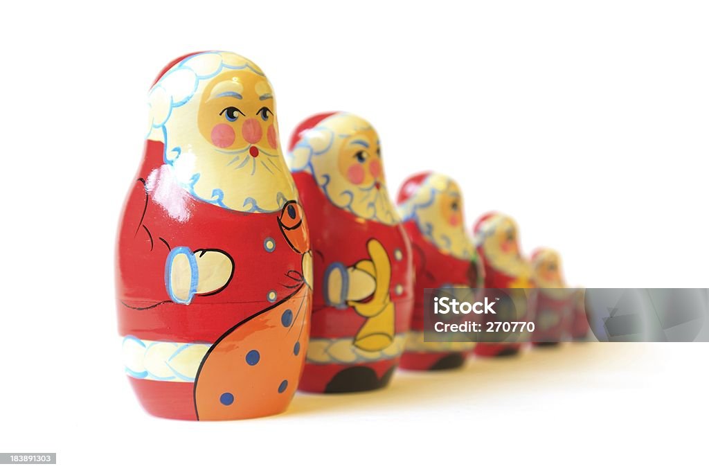 Navidad Santa juguete matrioshka babushka puzzle muñecas - Foto de stock de Apilar libre de derechos