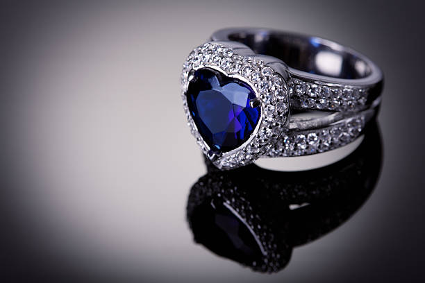 istock Fashion ring with blue heart shaped gem 183891321