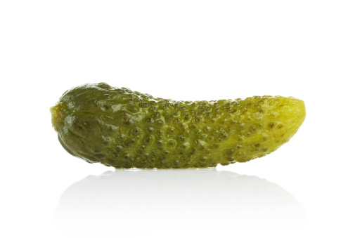 Gherkin on white background with clipping path.