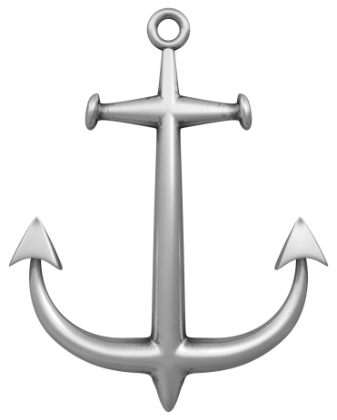 Cartoon style anchor isolated on a white background.Could be useful in a nautical composition.This is a detailed 3d rendering.