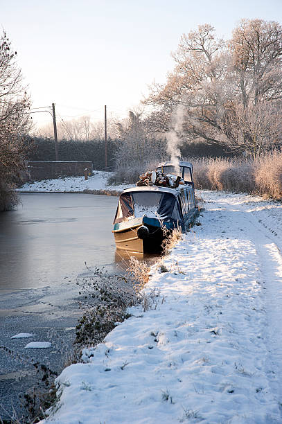 istock Occupied Barge on a Frozen Canal in Wolverhampton 183891461