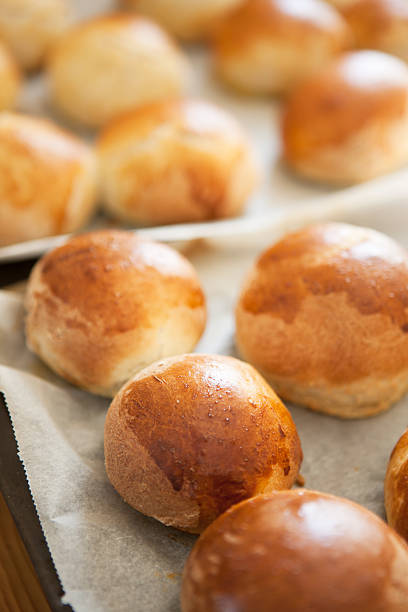 Freshly baked buns stock photo