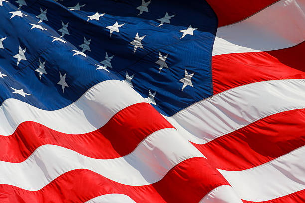 Billowing American Flag Closeup stock photo