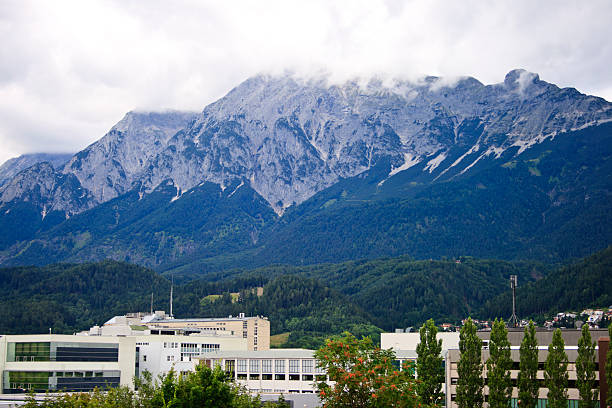 istock Swarovski Crystal Factory with Austrian Alps behind 183891569