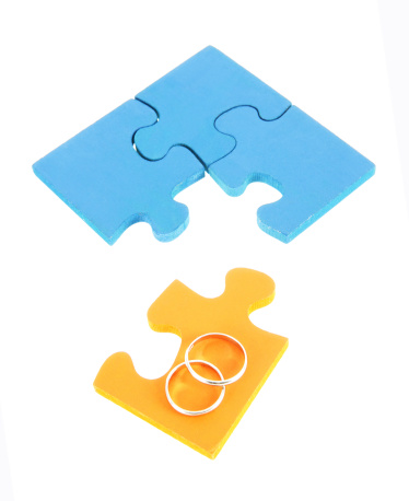 Puzzle pieces on a white background. 3d illustration.